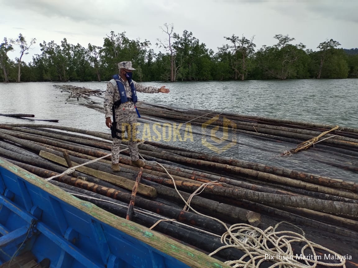 Maritim Malaysia rampas 100 batang kayu Nibong seludup