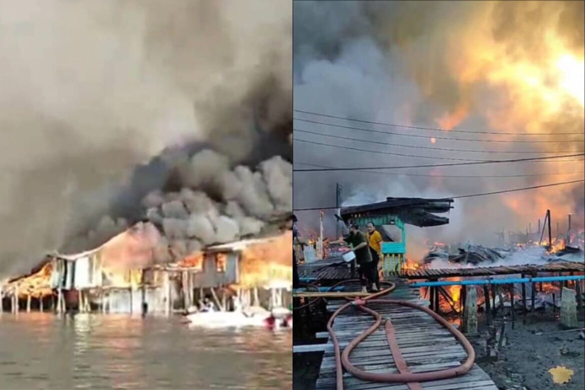 Dianggarkan 50 rumah terbakar di Kampung Landung Ayang