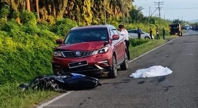 Motosikal dirempuh, wanita maut manakala suami dan anak cedera