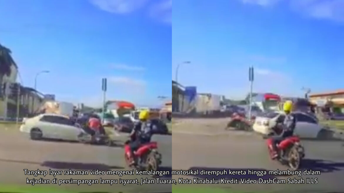 Penunggang motosikal melambung dirempuh kereta