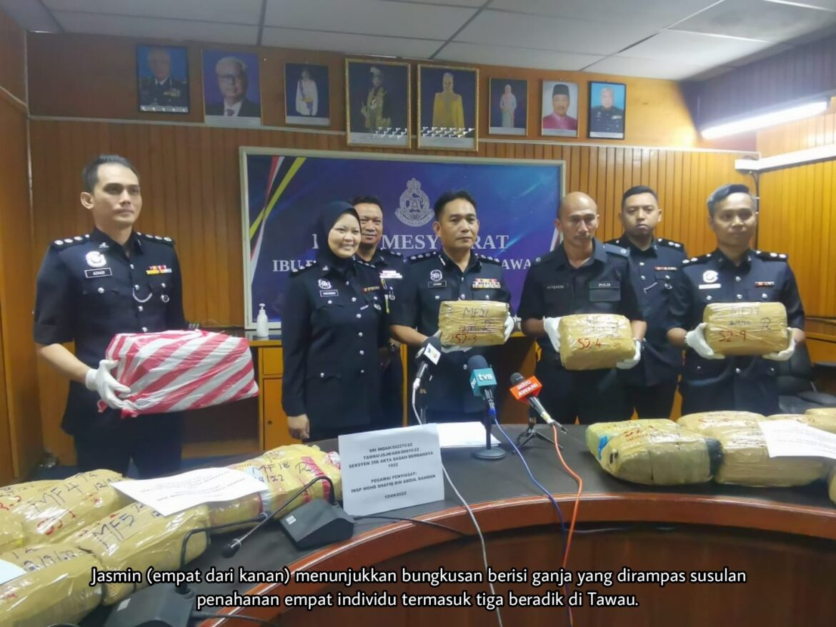 Polis rampas 27 kilogram ganja, 4 individu termasuk 3 beradik ditahan