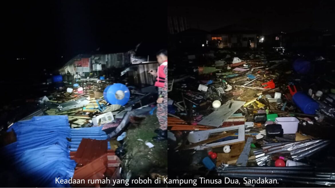 105 rumah roboh susulan fenomena air pasang besar di Sandakan